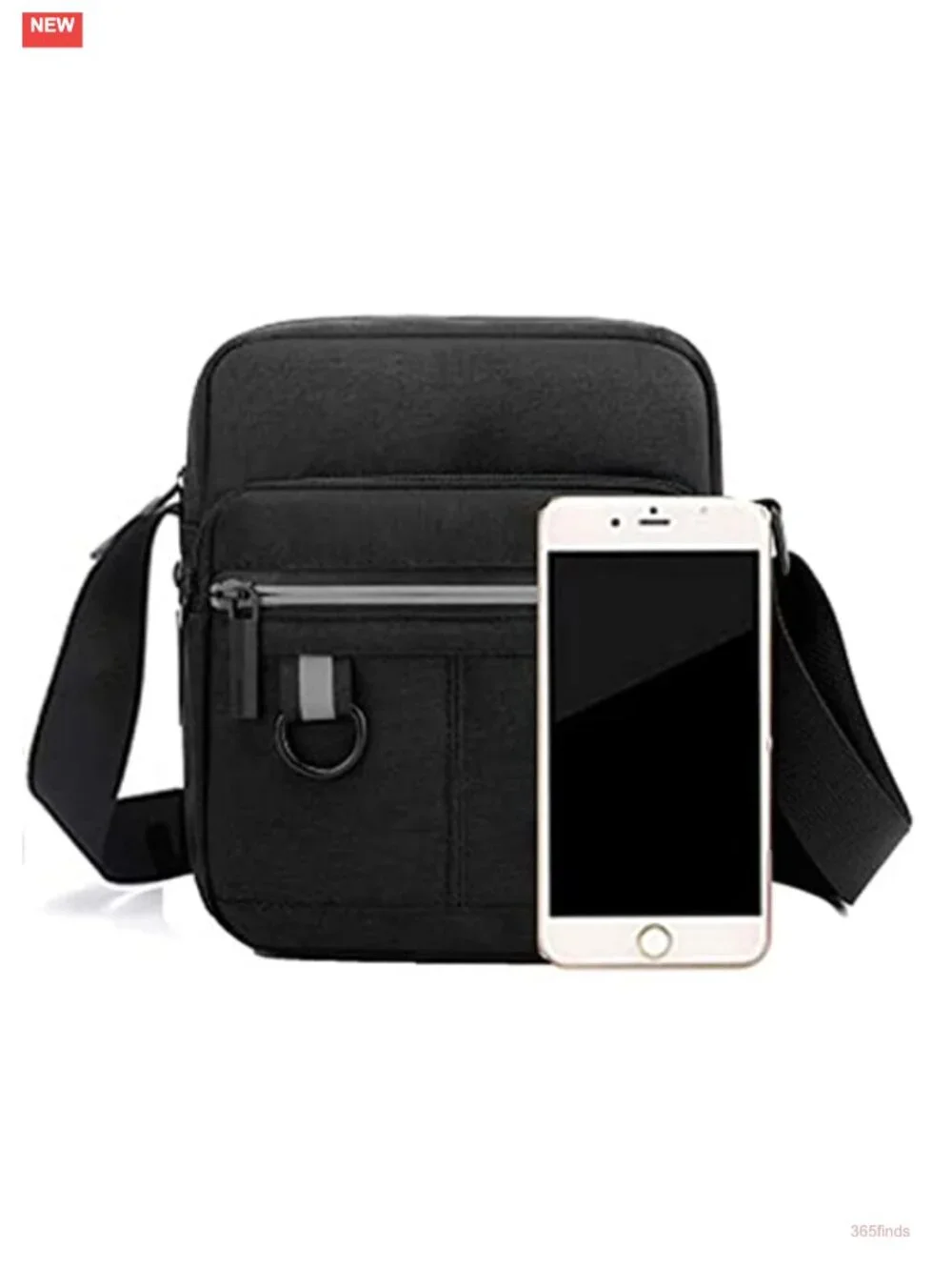 Canvas Crossbody Sling Bag - Adjustable Strap, 4 Compartments, Unisex